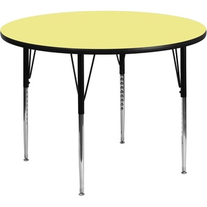 image:imageFlash Furniture Wren 42 Round Oak Thermal Laminate Activity Table  Standard Height Adjustable LegsYellow