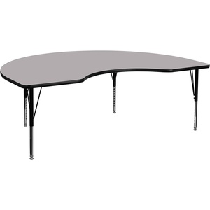 image:imageFlash Furniture Wren 48W x 72L Kidney Grey Thermal Laminate Activity Table  Height Adjustable Short LegsGrey