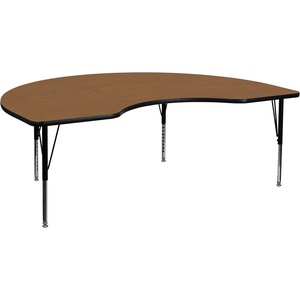 image:imageFlash Furniture Wren 48W x 72L Kidney Grey Thermal Laminate Activity Table  Height Adjustable Short LegsOak