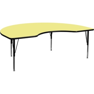 image:imageFlash Furniture Wren 48W x 72L Kidney Grey Thermal Laminate Activity Table  Height Adjustable Short LegsYellow