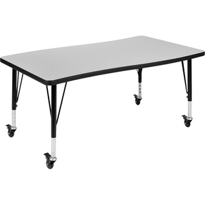 image:imageFlash Furniture Wren Mobile 28W x 475L Rectangular Wave Flexible Collaborative Oak Thermal Laminate Activity Table  Height Adjustable Short LegsGrey