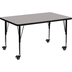 image:imageFlash Furniture Wren Mobile 30W x 48L Rectangular Grey HP Laminate Activity Table  Height Adjustable Short LegsGrey