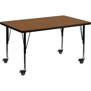 image:imageFlash Furniture Wren Mobile 30W x 48L Rectangular Grey HP Laminate Activity Table  Height Adjustable Short LegsOak