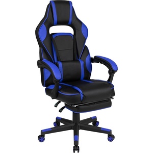 image:imageFlash Furniture X20 Gaming Chair Racing Office Ergonomic Computer PC Adjustable Swivel Chair with Fully Reclining Back in Gray LeatherSoftBlackBlue