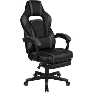image:imageFlash Furniture X20 Gaming Chair Racing Office Ergonomic Computer PC Adjustable Swivel Chair with Fully Reclining Back in Gray LeatherSoftBlackGray
