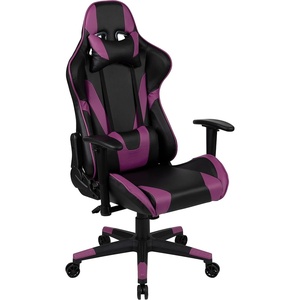 image:imageFlash Furniture X20 Gaming Chair Racing Office Ergonomic Computer PC Adjustable Swivel Chair with Fully Reclining Back in Gray LeatherSoftPurple