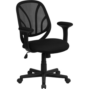 image:imageFlash Furniture YGO Office Chair MidBack Black Mesh Swivel Task Office ChairWith Arms