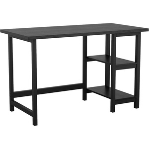 image:imageMartha Stewart Beckett Modern Trestle Desk with Open Side Shelving in White Wood Grain FinishBlack Wood Grain