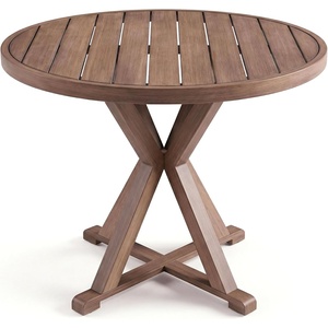 image:imageMartha Stewart Bedford 36 Round IndoorOutdoor Aluminum Patio Dining Table with Trestle Base Accommodates up to 4 Adults Brushed Brown Woodgrain FinishBrown