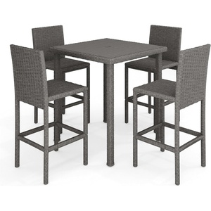 image:imageMartha Stewart Bedford 37 Square IndoorOutdoor Patio Bar Height Table with Faux Wood Top and Rattan Wicker Finish in BrownGrey