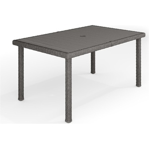 image:imageMartha Stewart Bedford 62 IndoorOutdoor Patio Table with Faux Wood Top and Rattan Wicker Finish in GrayGrey