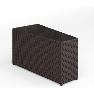 image:imageMartha Stewart Bedford IndoorOutdoor Tapered Patio Side Table with Inset Tempered Glass Top and Rattan Wicker Finish in BrownBrown