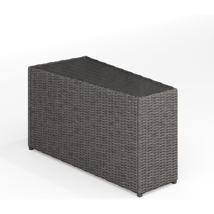 image:imageMartha Stewart Bedford IndoorOutdoor Tapered Patio Side Table with Inset Tempered Glass Top and Rattan Wicker Finish in BrownGrey