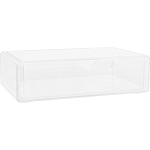 image:imageMartha Stewart Brody Desk Organizer with Drawer Stackable Plastic Desk Storage Box Organizer for Office Bathroom Countertop or Dorm 6 x 75 2 Pack Clear1275 x 775