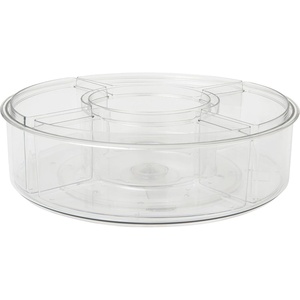 image:imageMartha Stewart Brody Divided Lazy Susan Organizer with 5 Removable Bins Plastic 360 Rotating Desk Storage Organizer 12 Inch Clear