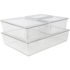 image:imageMartha Stewart Brody Plastic Storage Organizer Bins with Lids for Home Office Kitchen or Bathroom 4 Pack 2Small1Medium 1 Large ClearWhiteSet of 1