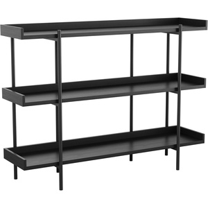 image:imageMartha Stewart Emmett 3 Shelf Bookcase with Vertical Metal Frame Home Office Storage Display Unit 35 H Walnut Wood GrainPolished BrassBlack Wood GrainOil Rubbed Bronze Frame