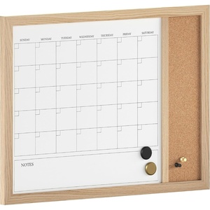 image:imageMartha Stewart Everette Magnetic Dry Erase Monthly Calendar and Cork Board Combo with Included Marker Magnets and Push Pins 24x18 White Woodgrain FrameLight Natural Woodgrain
