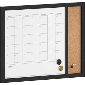 image:imageMartha Stewart Everette Magnetic Dry Erase Monthly Calendar and Cork Board Combo with Included Marker Magnets and Push Pins 24x18 White Woodgrain FrameBlack Woodgrain