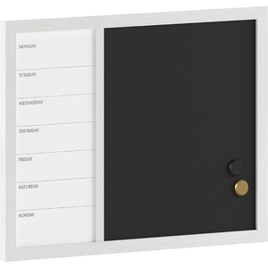 image:imageMartha Stewart Everette Magnetic Weekly Calendar Dry Erase Board and Chalk Board with Liquid Chalk Marker and Magnets 24x18 Light Natural Woodgrain FrameWhite Woodgrain