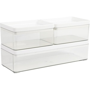 image:imageMartha Stewart Grady Clear Plastic Stackable Storage Boxes with White Plastic Lids Set of 3