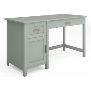 image:imageMartha Stewart Hutton Shaker Style Home Office Desk with Storage in Gray with Brushed Nickel HardwareSage FramePolished Brass Hardware