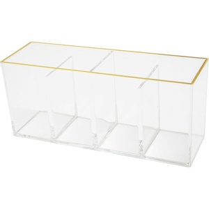 image:imageMartha Stewart Kerry Plastic 4 Compartment Pen Holder Office Desktop Organizer with Gold Trim