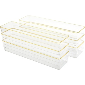 image:imageMartha Stewart Kerry Plastic Stackable Office Desk Drawer Organizers 3 x 3 12 Pack with Gold Trim12 x 3