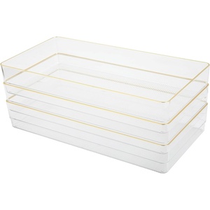 image:imageMartha Stewart Kerry Plastic Stackable Office Desk Drawer Organizers 3 x 3 12 Pack with Gold Trim12 x 6