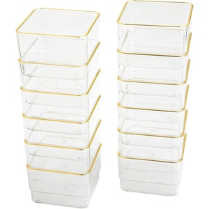image:imageMartha Stewart Kerry Plastic Stackable Office Desk Drawer Organizers 3 x 3 12 Pack with Gold Trim3 x 3
