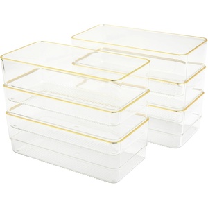 image:imageMartha Stewart Kerry Plastic Stackable Office Desk Drawer Organizers 3 x 3 12 Pack with Gold Trim6 x 3