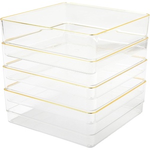 image:imageMartha Stewart Kerry Plastic Stackable Office Desk Drawer Organizers 3 x 3 12 Pack with Gold Trim6 x 6