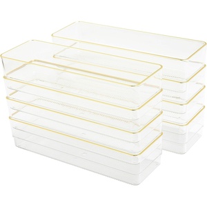 image:imageMartha Stewart Kerry Plastic Stackable Office Desk Drawer Organizers 3 x 3 12 Pack with Gold Trim9 x 3