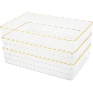 image:imageMartha Stewart Kerry Plastic Stackable Office Desk Drawer Organizers 3 x 3 12 Pack with Gold Trim9 x 6