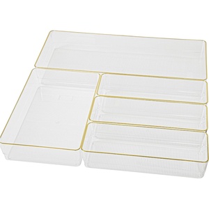 image:imageMartha Stewart Kerry Plastic Stackable Office Desk Drawer Organizers Set of 8 with Gold TrimSet of 5