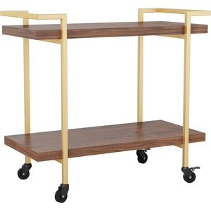 image:imageMartha Stewart Liam 2Tier Mobile Office Storage and Printer Cart in Gray with Brushed Nickel FrameWalnutPolished Brass Frame