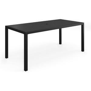 image:imageMartha Stewart Lily Pond 72 AllWeather Patio Table with Slatted Tabletop Umbrella Hole and Steel Frame in Black3525W x 72L