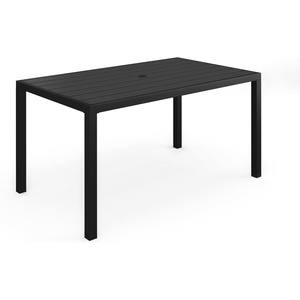 image:imageMartha Stewart Lily Pond 72 AllWeather Patio Table with Slatted Tabletop Umbrella Hole and Steel Frame in Black60 Inch