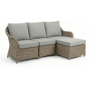image:imageMartha Stewart Lily Pond IndoorOutdoor 3Seat Patio Sofa and Ottoman in Weathered Gray Rattan Wicker with AllWeather Gray Back Seat and Ottoman Cushions