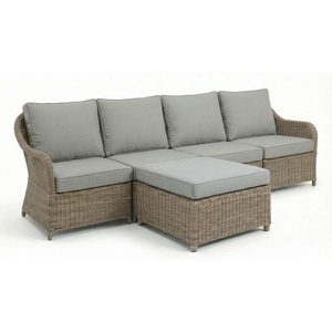 image:imageMartha Stewart Lily Pond IndoorOutdoor 4Seat Patio Sofa and Ottoman in Weathered Gray Rattan Wicker with AllWeather Gray Back Seat and Ottoman Cushions