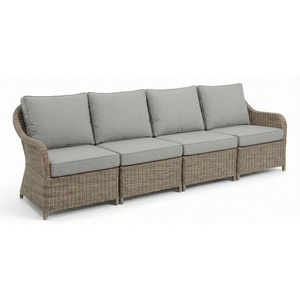 image:imageMartha Stewart Lily Pond IndoorOutdoor 4Seat Patio Sofa in Weathered Gray Rattan Wicker AllWeather Gray Back and Seat Cushions 300 Lb Static Weight Per Seat