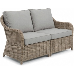 image:imageMartha Stewart Lily Pond IndoorOutdoor Patio Loveseat in Weathered Gray Rattan Wicker with AllWeather Gray Back and Seat Cushions 300 Lb Static Weight Per Seat