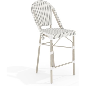 image:imageMartha Stewart Lily Pond IndoorOutdoor Stackable Counter Stools with Gray Woodgrain Aluminum Frame Finish WhiteGray Woven Rattan BackrestsSeats Set of 2Gray  WhiteGray Frame