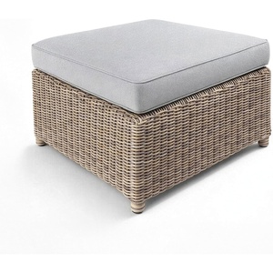 image:imageMartha Stewart Lily Pond Rattan Wicker IndoorOutdoor Patio Ottoman in Weathered Gray with 4 Gray Olefin Cushion Steel Frame and Zippered Removable Cushion Cover