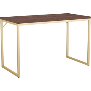 image:imageMartha Stewart Noah Home Office Parsons Desk in Gray Wood Grain with Oil Rubbed Bronze Metal FrameWalnut TopPolished Brass Frame
