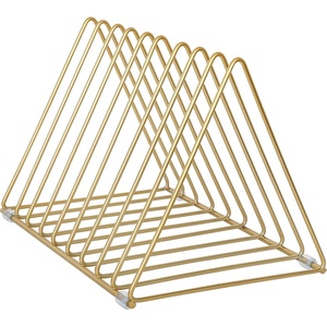 image:imageMartha Stewart Ryder Gold Mesh Metal 9 Slot Triangle Magazine File Holder Desktop Organizer Sorter