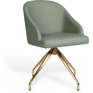 image:imageMartha Stewart Sora Stationary Swivel Task Chair with Sloped Arms for Home Office in Gray Velvet with Oil Rubbed Bronze FrameSage Faux LeatherPolished Brass Frame