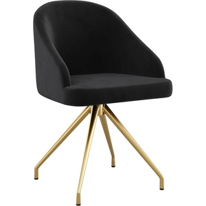 image:imageMartha Stewart Sora Stationary Swivel Task Chair with Sloped Arms for Home Office in White Boucle with Oil Rubbed Bronze FrameBlack VelvetPolished Nickel