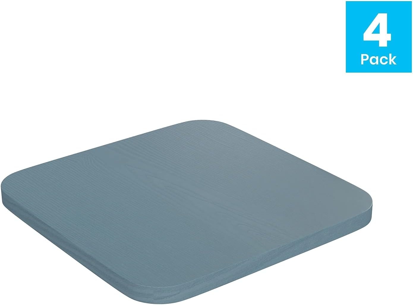 image:imageFlash Furniture Perry Set of 4 Poly Resin Wood Seat  Gray Polystyrene  Rounded Edges for Comfort  For Colorful Metal Chairs and Stools  IndoorOutdoorTealblue