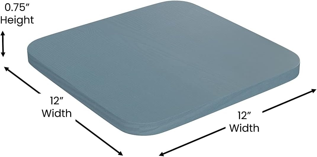 image:imageFlash Furniture Perry Set of 4 Poly Resin Wood Seat  Gray Polystyrene  Rounded Edges for Comfort  For Colorful Metal Chairs and Stools  IndoorOutdoorTealblue